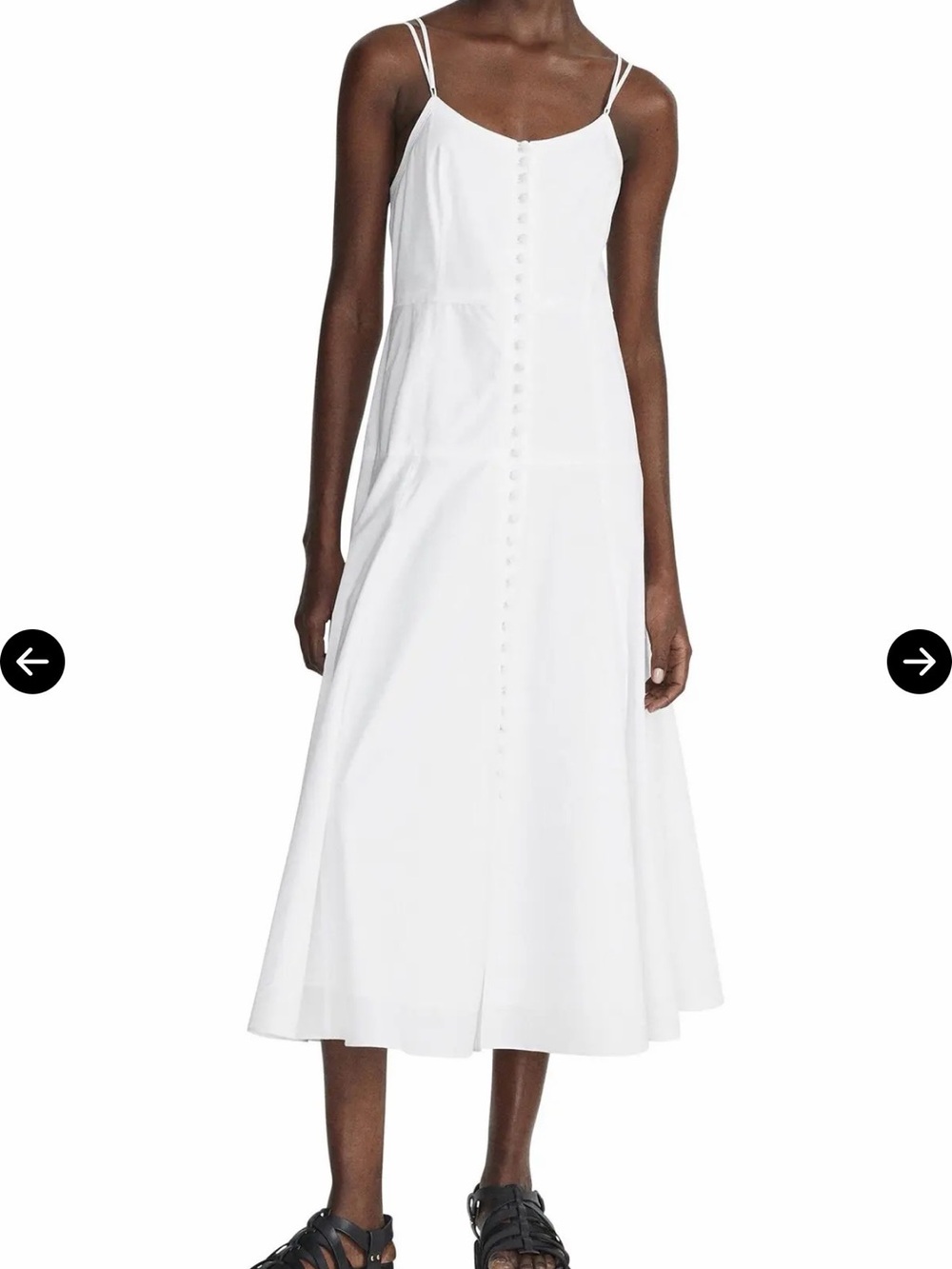 rag & bone Misty White Button-Front Spaghetti-Strap Midi Sundress Size Small